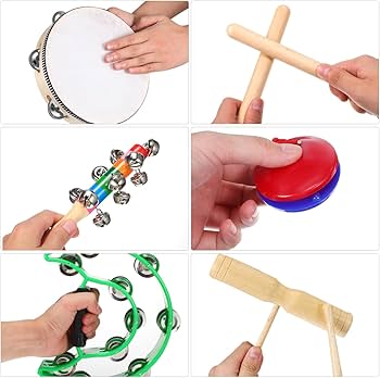 Amazon | DECHOUS 14ピース パーカッション楽器セット 木製タンバリン