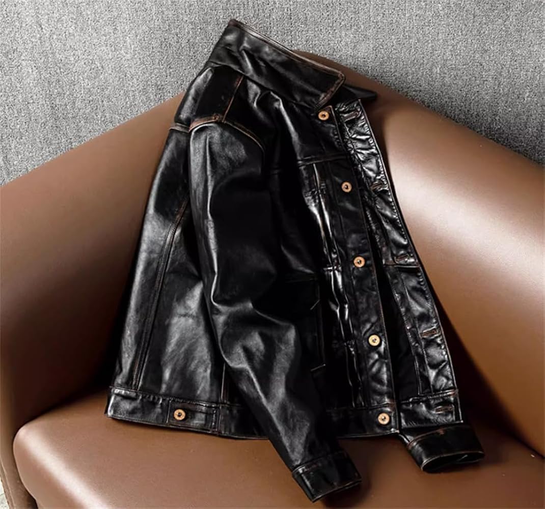 Amazon | [VIIBOY] 馬革レザージャケット 茶芯 ホースハイド 革ジャン