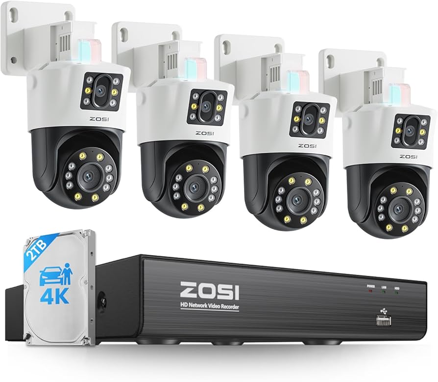 Amazon.com: ZOSI 4K Dual-Lens PoE Security Camera System, 4 x 4K