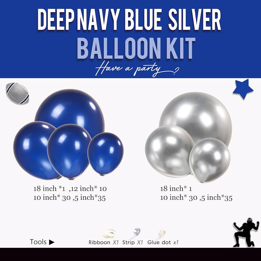 Amazon.com: Navy blue and silver balloon Garland Arch Kit 142Pcs