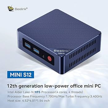 Beelink Mini PC, Mini S12 Mini Computer 12th Gen Quad-Core N95