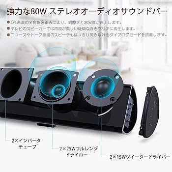 Amazon.co.jp: サウンドバー テレビ スピーカー 2.0ch DSP搭載 80W出力
