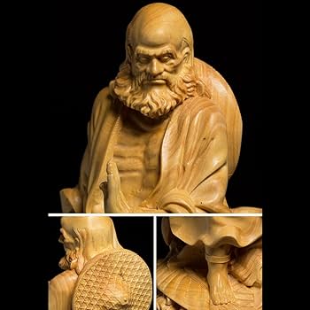 Amazon.co.jp: [華能] 達磨大師立像 高級天然ツゲ木彫り達磨像 木製