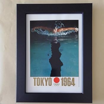 Amazon.co.jp: 1964 東京オリンピック公式ポスター額装飾品 競泳 亀倉