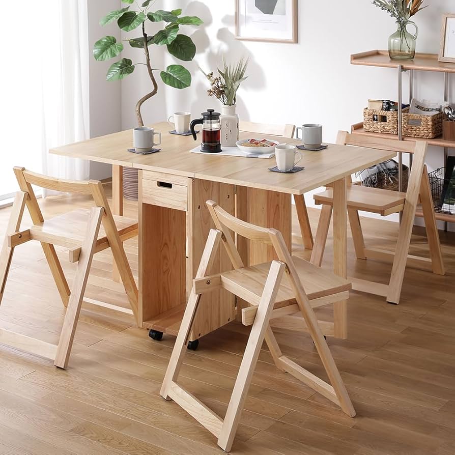 Amazon｜RASIK ダイニングテーブルセット 4人用 5点セット 折りたたみ