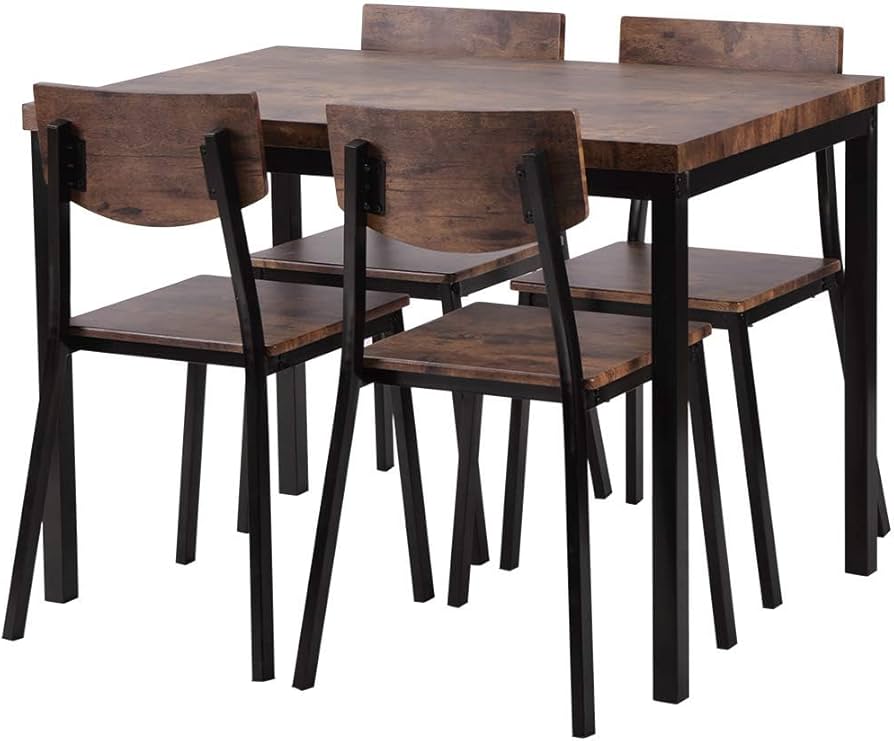 Amazon｜Laovyarw ダイニングセット 4人掛け 四角いテーブル チェア 5