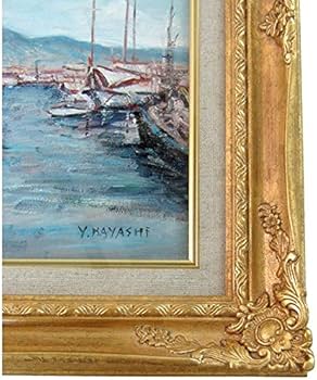 Amazon.co.jp: 林与三郎『アテネの港(F6)』油彩画 風景画 船 帆船