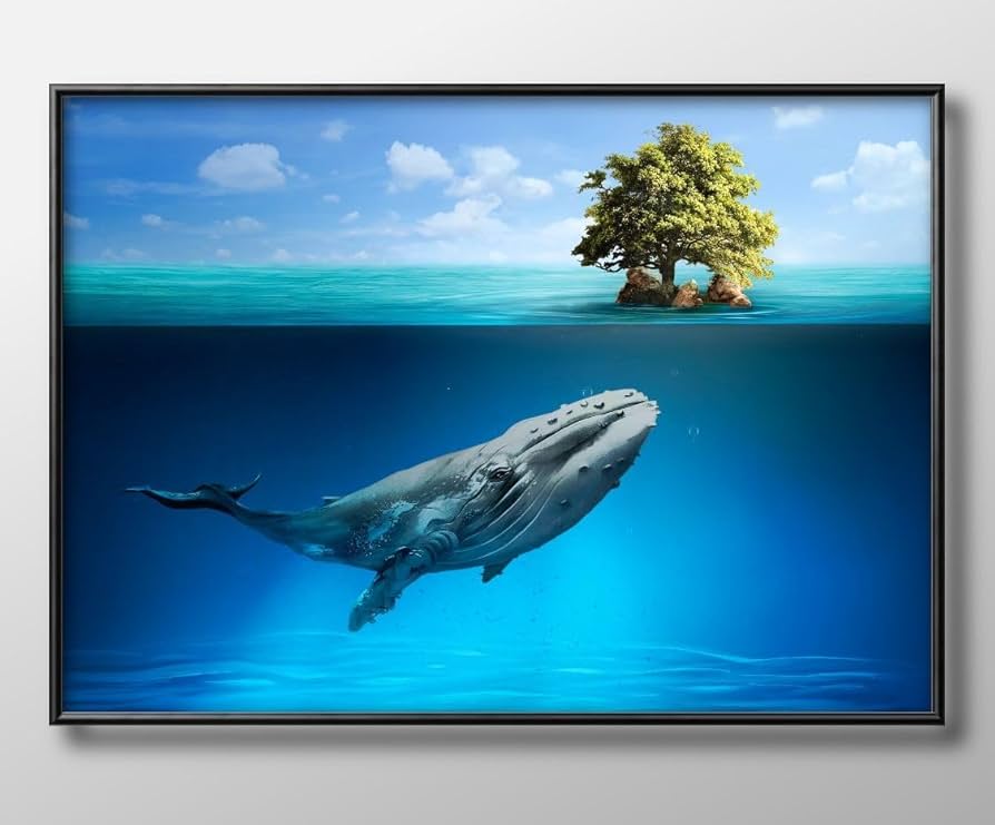 Amazon.co.jp: クジラ 鯨 海 ブルー A3 サイズ おしゃれ 絵画
