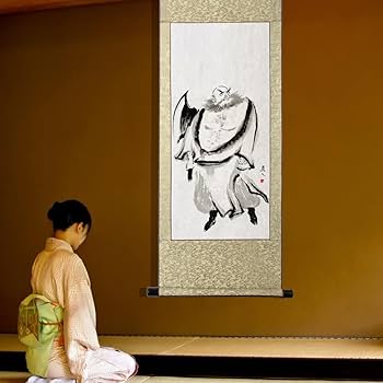 Amazon.co.jp: 掛軸(掛け軸) 水墨画『水滸伝』の英雄人物/李逵 四尺四