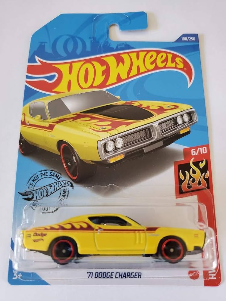 Amazon.com: Hot Wheels 2020 Hw Flames '71 Dodge Charger, Yellow