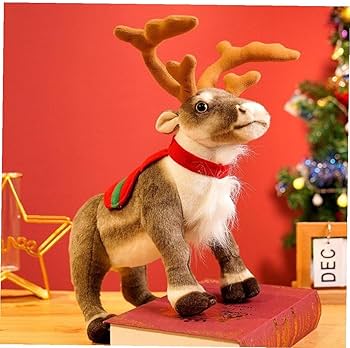 Amazon.co.jp: クリスマスの毛むくじゃらのトナカイ人形がリアルな