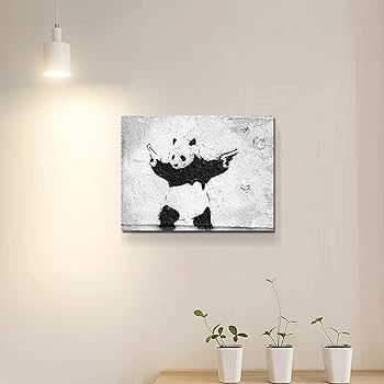 Amazon.co.jp: Banksy バンクシー パンダが銃を持つ ポスター アート