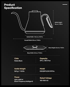 Amazon.com: Cocinare x Chanoir FLOW M9 Pro Electric Kettle, Art de