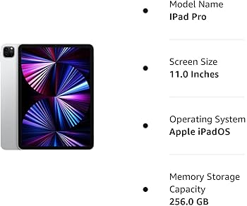 Amazon.com : Apple 2021 11-inch iPad Pro, Wi‐Fi, 256GB, Silver