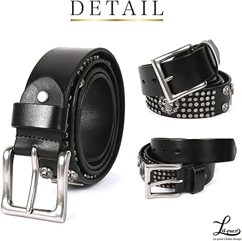 Amazon | [Laquest] ベルト メンズ 本革 スカル クロス 十字架 ドクロ