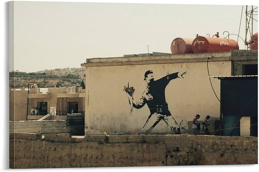 Amazon.co.jp: バンクシー 有名な絵（花束を投げる男）ポスター アート