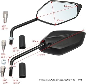 Amazon | BigOne 車検対応 ミラー 左右セット 純正タイプ 黒 汎用 NMAX