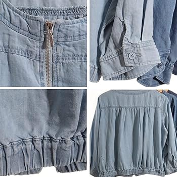 Amazon | [ジャッコランタン] デニムジャケット レディース ノーカラー