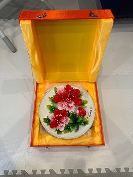 Amazon.co.jp: 中国洛陽 牡丹磁 ボタン花 中国美術 牡丹皿 立体彫刻