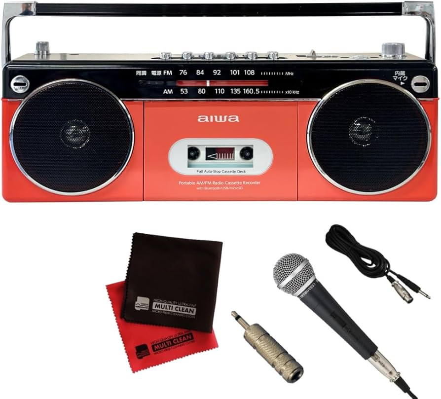 Amazon.co.jp: カラオケセット家庭用 アイワ ラジカセ レッド aiwa