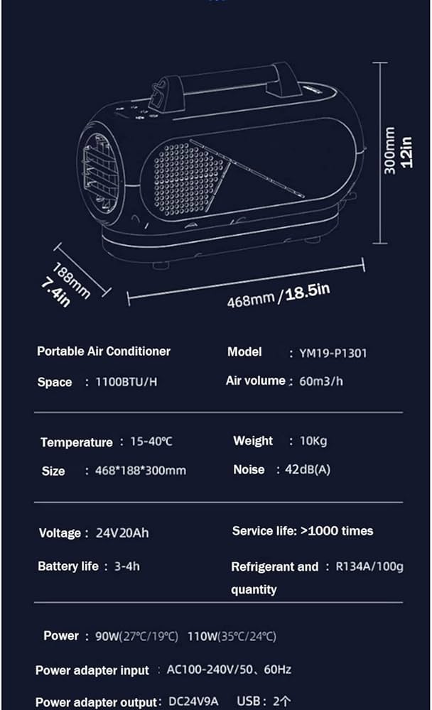Amazon.co.jp: ポータブルエアコン、ホームAC冷却ユニット、24V DC