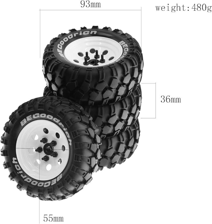 Amazon | WLYEJEA 1.9インチ RCロッククローラーホイールタイヤ 93mm 4