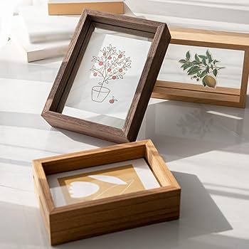 Amazon.co.jp: [XYJP] 2枚のガラスで写真を挟む木製フレームの写真立て