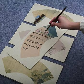 Amazon.co.jp: 扇面 書道 半紙 宣紙 千里江山図 に手紙を書く書道 習字