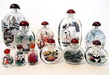 Amazon.co.jp: 鼻煙壺 (小) 鶴 中国伝統工芸品 内絵ガラス瓶 スナッフ