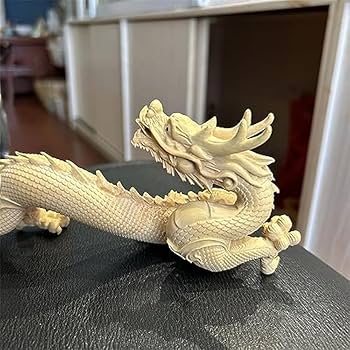 Amazon.co.jp: 木彫り 龍の置物 風水 高級天然ツゲ木彫り 招福 辰 干支