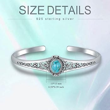 Amazon | BETHZA ターコイズバングルブレスレット レディース 925