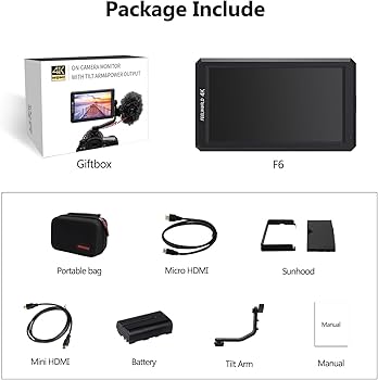 Amazon.com : FEELWORLD F6 Camera Field Monitor Bundle - 6 Inch 4K