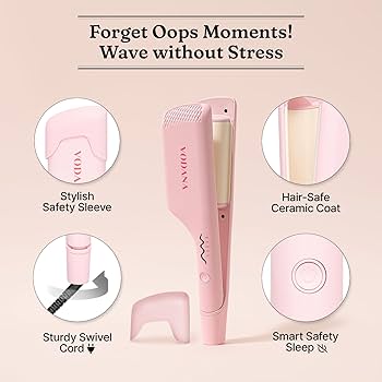 Amazon | VODANA トリプルフローアイロン (32mm, Pink vanilla) 安全な