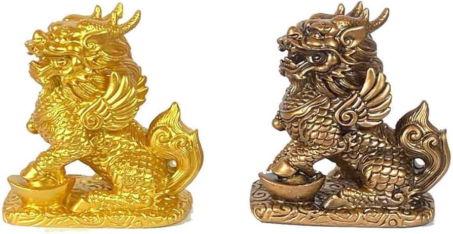 Amazon.co.jp: 風水 麒麟 置物 瑞獣 神獣 ペア 小size 大size 雌雄