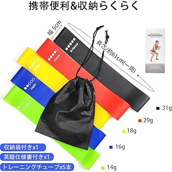 Amazon.co.jp: トレーニングチューブ 5本セット レジスタンスバンド