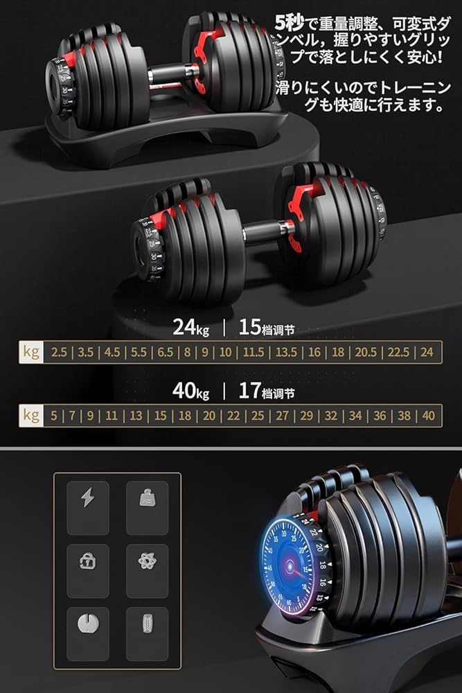 直接引き取り限定 nondata 可変式ダンベル40kg 2本セット 可変式