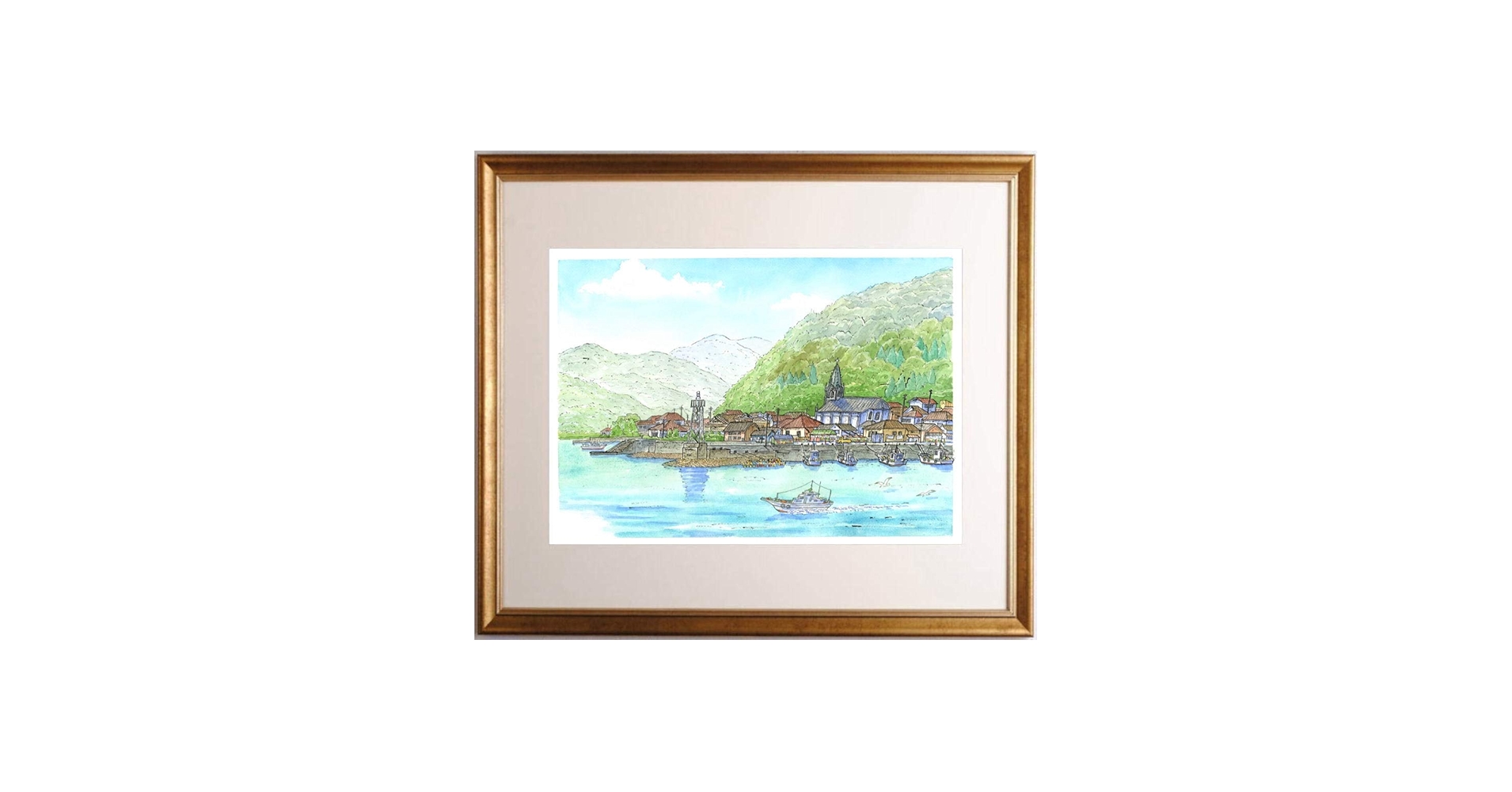 Amazon.co.jp: 熊本 風景画 絵画 天草 水彩画 世界遺産 内藤謙一