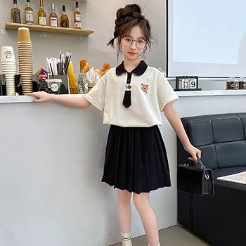 Amazon.co.jp: 半袖ポロシャツ 夏プリーツスカート 女の子 学生制服