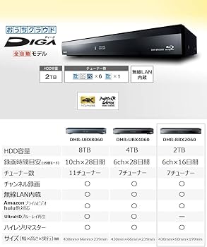 Amazon | パナソニック 2TB 7チューナー ブルーレイレコーダー 全録