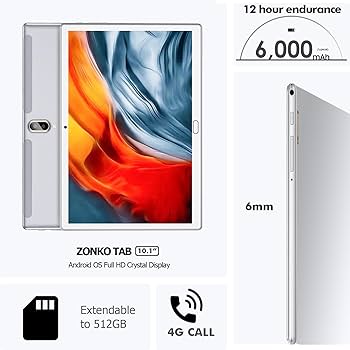 Amazon.co.jp: タブレットZONKO 10.1インチ5+2.4GHz Wi-Fi対応RAM4GB