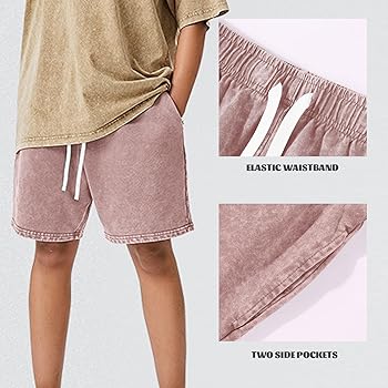 BINTEHGS Vintage Cotton Sweat Shorts Women Wide Leg Acid Wash