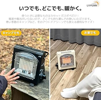 Amazon | LVYUAN カセットガスストーブ ガスヒーター電源不要！1.6KW