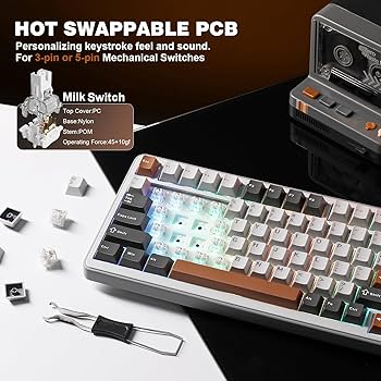 Amazon | YUNZII B75 PRO 75% ガスケットゲーミングキーボード 無線