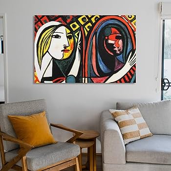 Amazon.co.jp: パブロ・ピカソ「鏡の前の少女」 壁飾り キャンバス