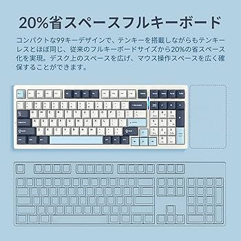 Amazon.co.jp: VGN ワイヤレス ゲーミングキーボード S99 Aurora Ice