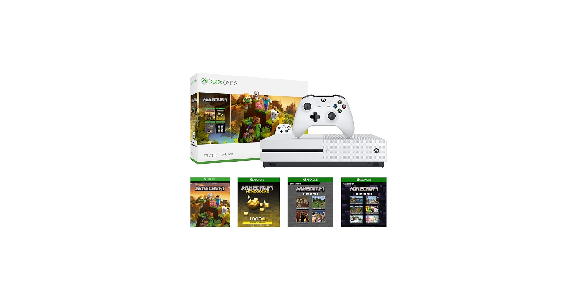 Amazon.com: Xbox One S 1Tb Console - Minecraft Creators Bundle