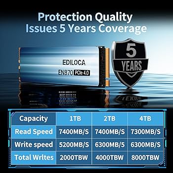 Amazon.com: Ediloca 2TB SSD NVMe M.2 2280 PCIe Gen4 x4 Internal