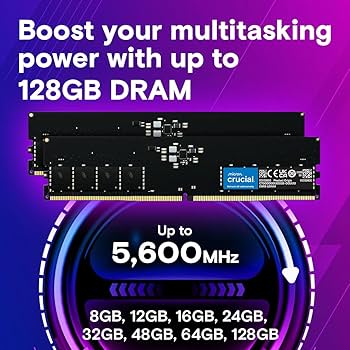 Crucial 32GB DDR5 RAM Kit (2x16GB), 5600MHz (or 5200MHz) Desktop