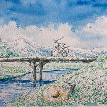 Amazon.co.jp: 内田新哉 青いしぶき 水彩原画 直筆サイン 裏書き有り