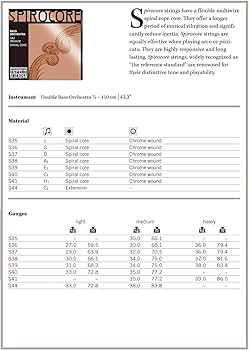 Amazon | THOMASTIK SPIROCORE スピロコア コントラバス弦セット 4/4
